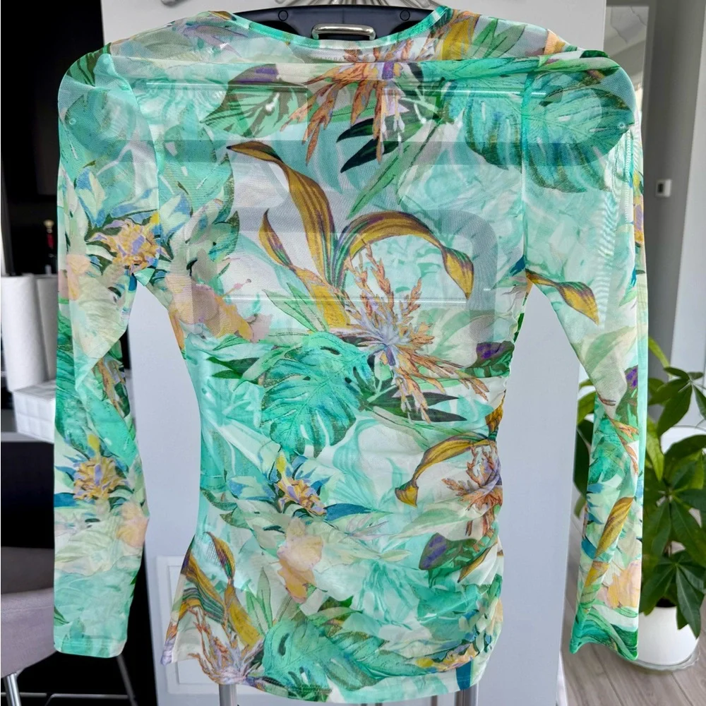 MARCIANO by GUESS Sheer Floral Mesh Top - Picture 5 of 8